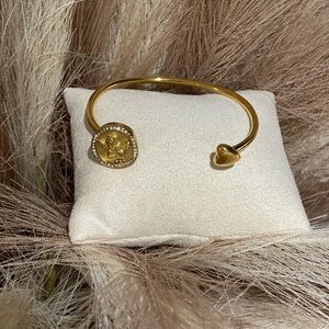 Gold Open-Ended Cuff Bracelet with Circular Ends